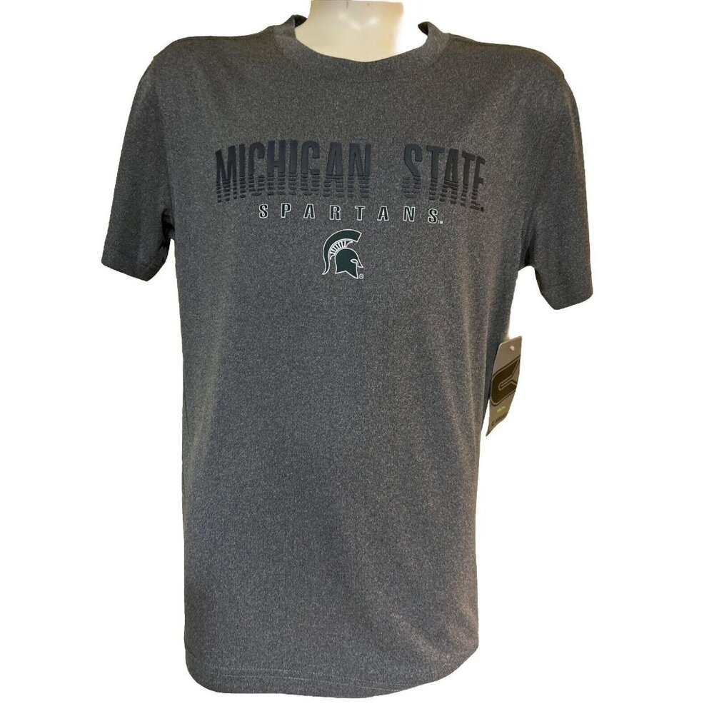 NEW Michigan State Spartans Colosseum Gray Crew Neck Tee Shirt Youth M 12-14